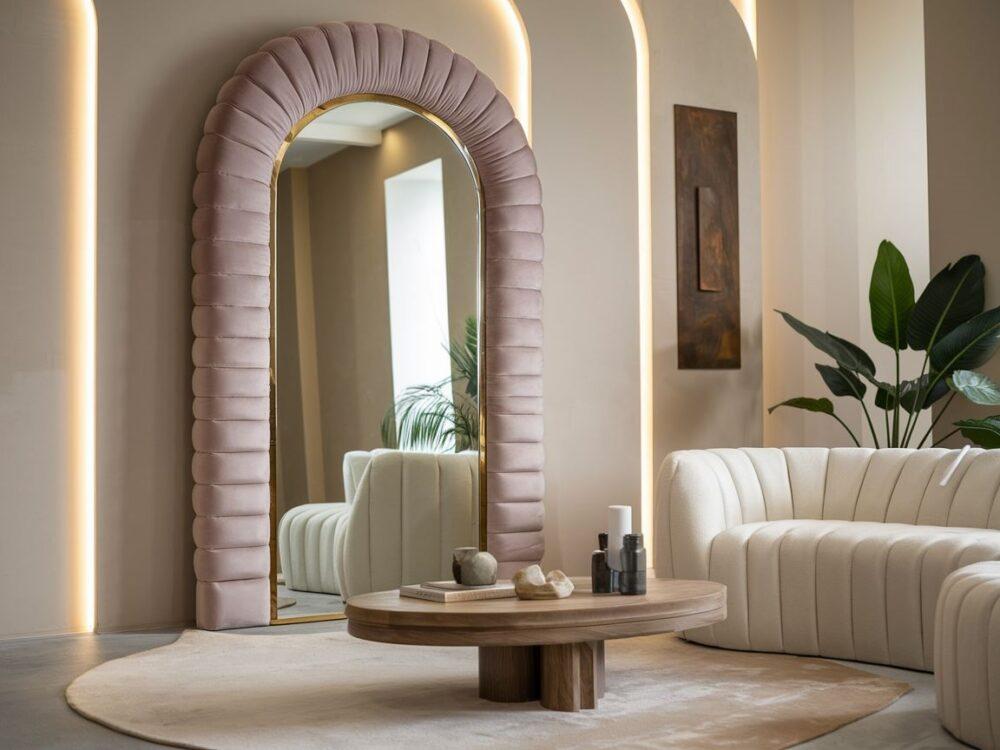 Dekoracyjne lustro z tkaniną