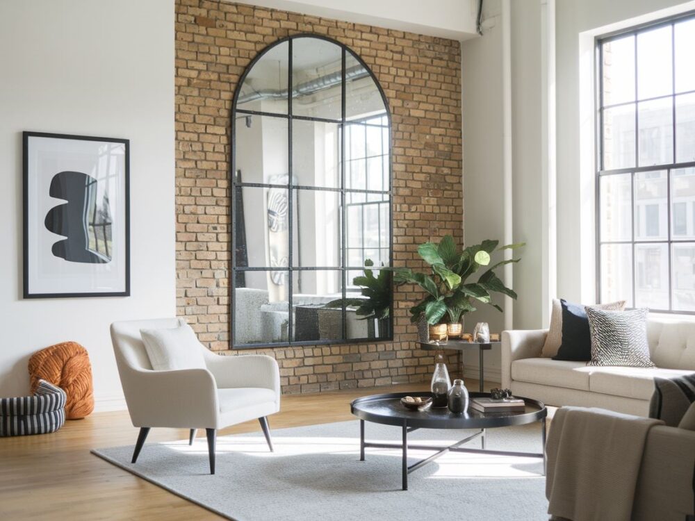 dekoracja salonu lustrem