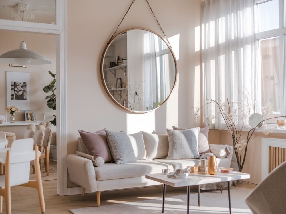 elegancki salon z kanapą