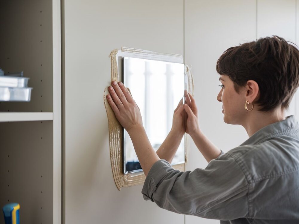 klejenie lustra do szafy