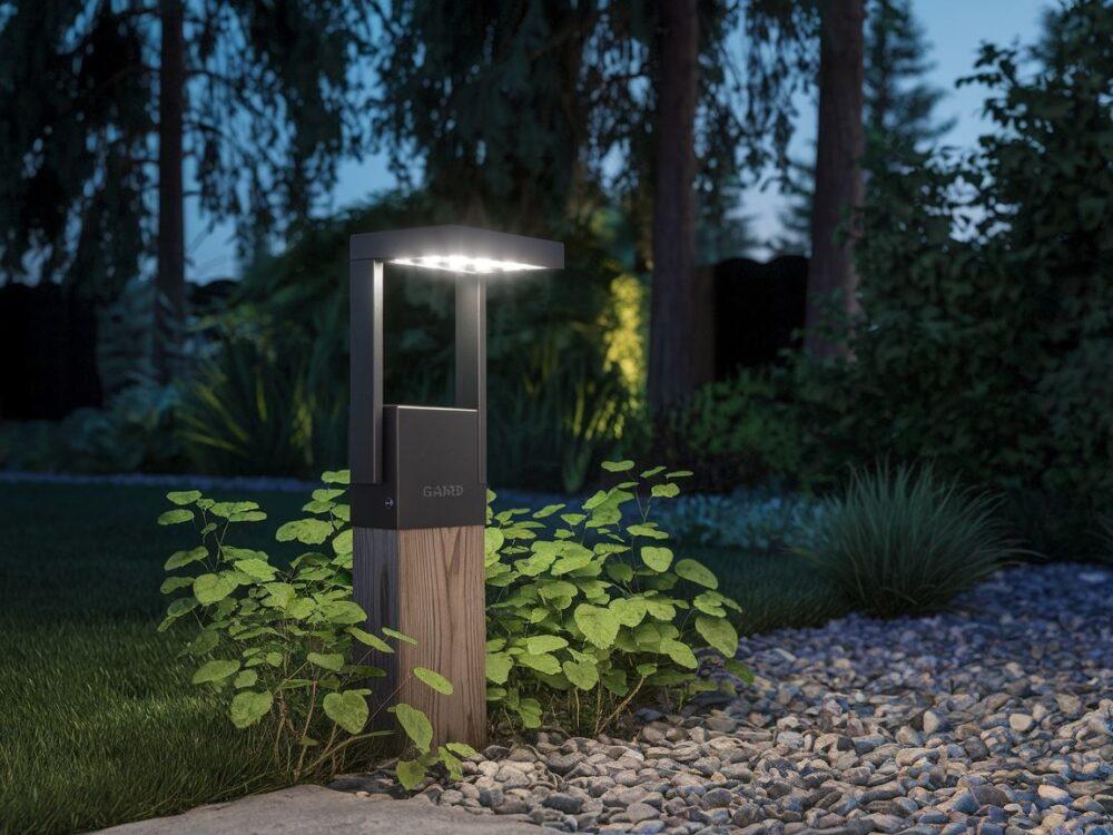 lampa solarna wśród roślin