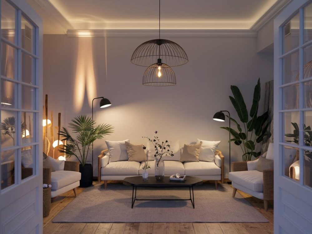 lampa wisząca w salonie