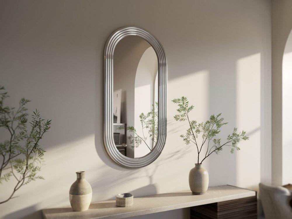 lustro na białej ścianie