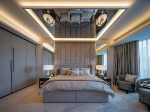 lustro sufitowe w sypialni