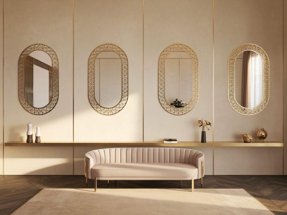 lustro w złotej ramie