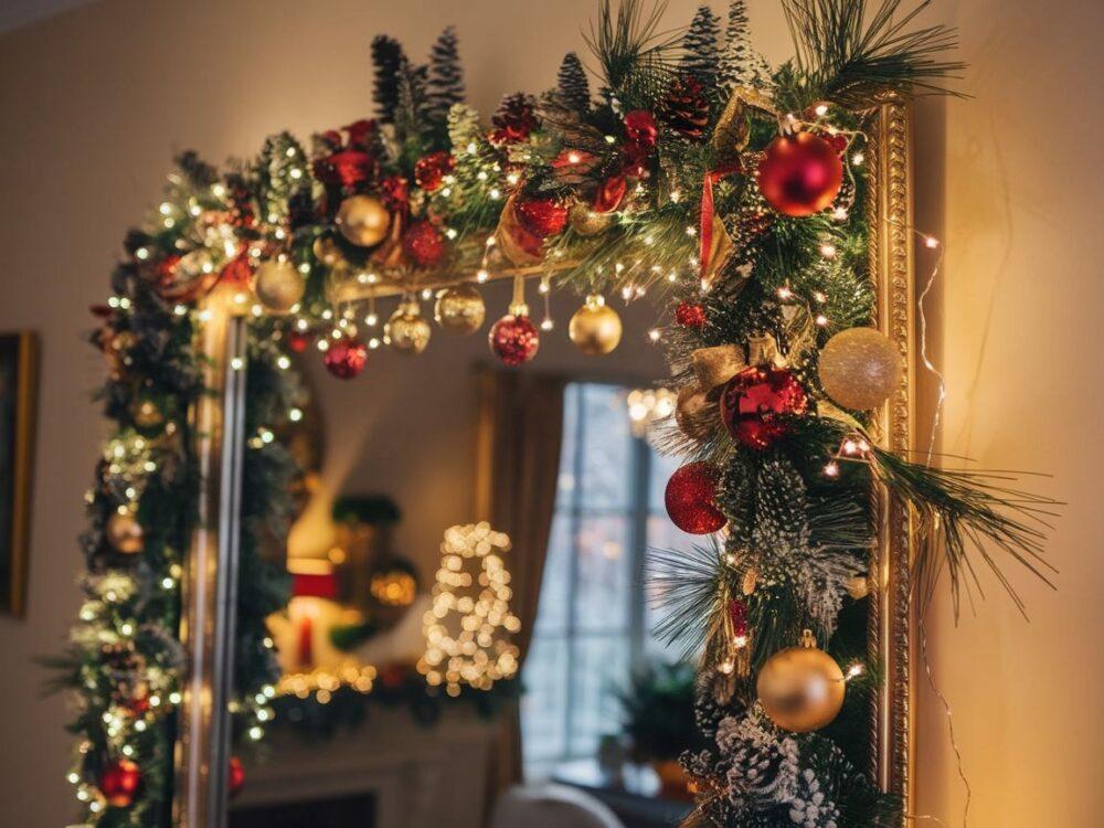 lustro z gałązkami świerku