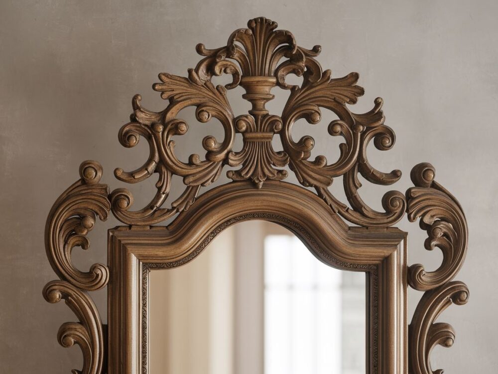 lustro z motywem roślinnym