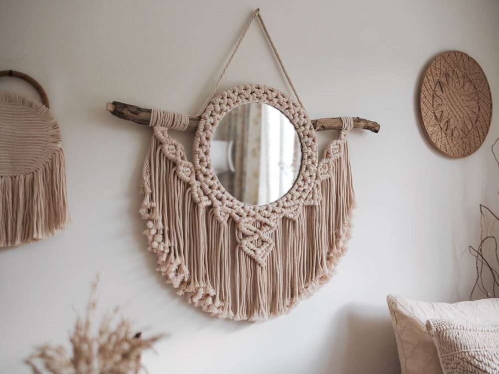 makramowe lustro dekoracyjne