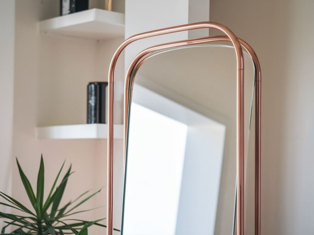 miedziana rama lustra