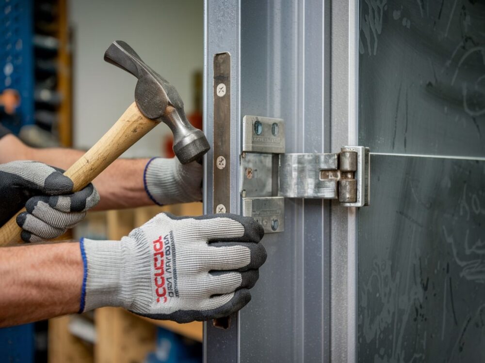 montaż zawiasu do metalowej futryny