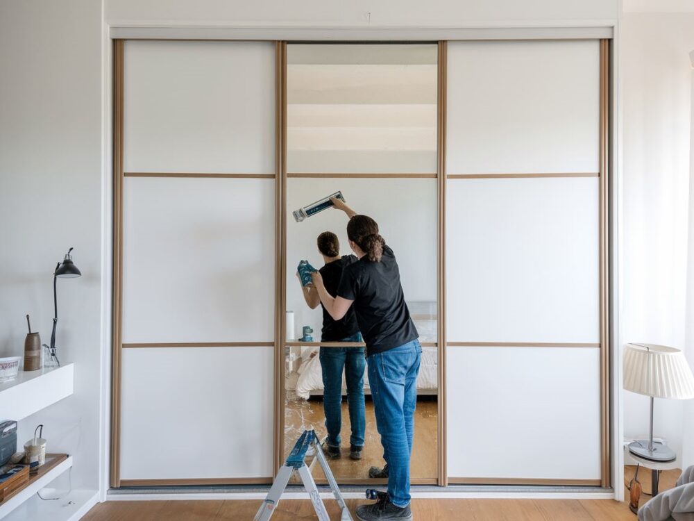 nowoczesna szafa z lustrem