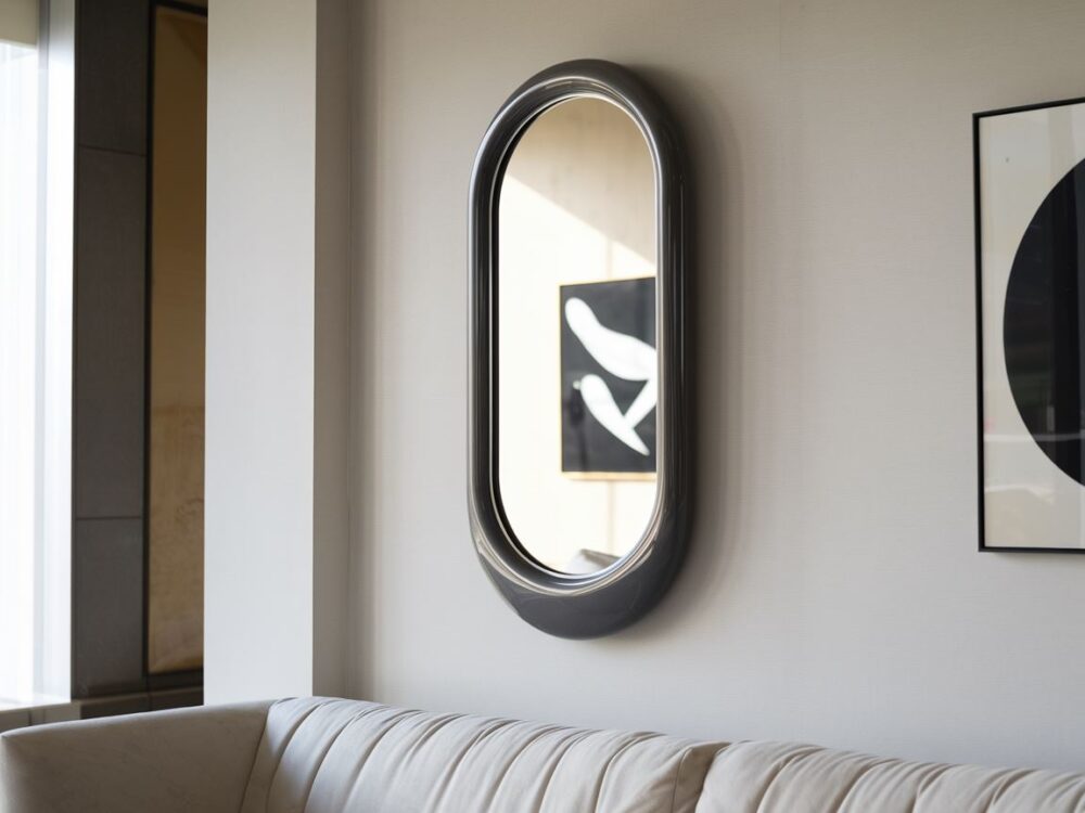 nowoczesne lustro grafitowe