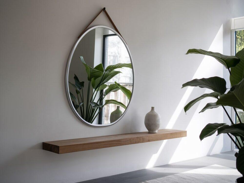 nowoczesne lustro srebrna rama