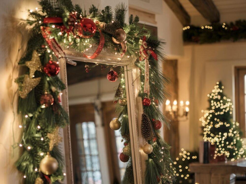 przytulne lustro na święta