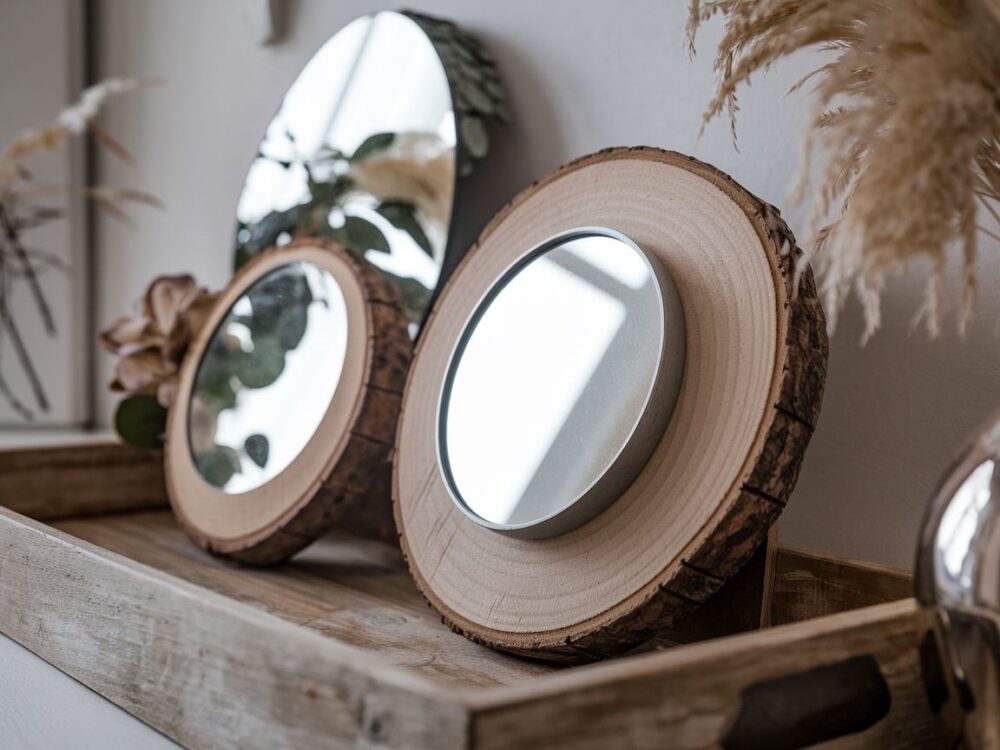 skandynawski styl lustro drewno