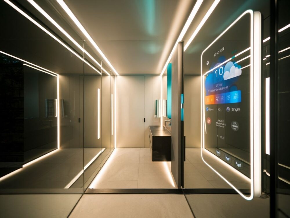 technologiczne lustro w łazience